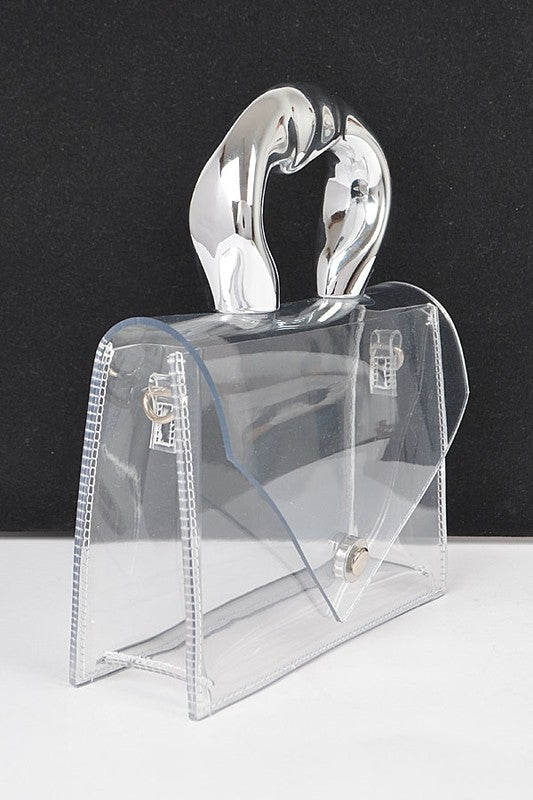 Silver Handle Transparent Stadium Bag