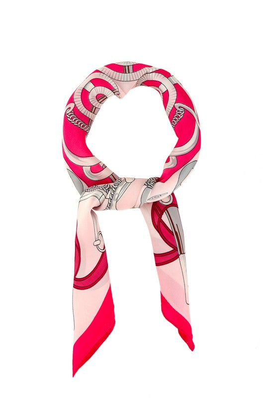 Belt and Geometric Pattern Printed Scarf