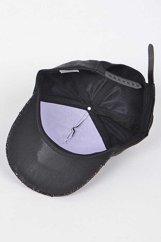 Glitter Brim Satin Cap