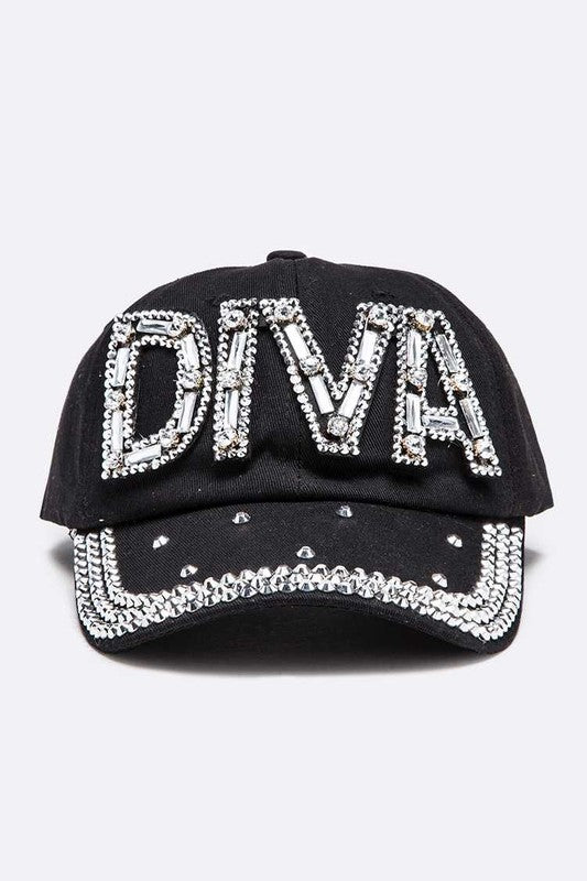 DIVA Crystal Embellished Denim Cap