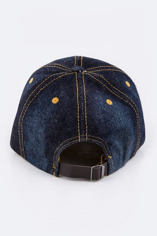 DIVA Crystal Embellished Denim Cap