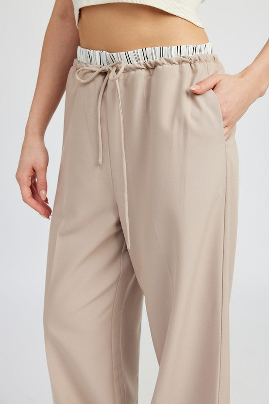 DOUBLE WAIST STREUIGHT LEG PANTS