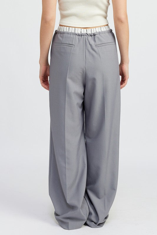 DOUBLE WAIST STREUIGHT LEG PANTS