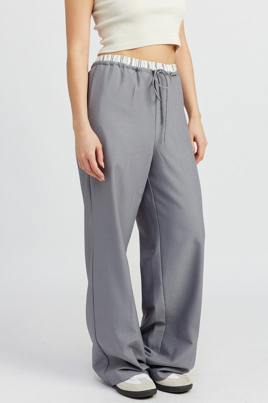 DOUBLE WAIST STREUIGHT LEG PANTS