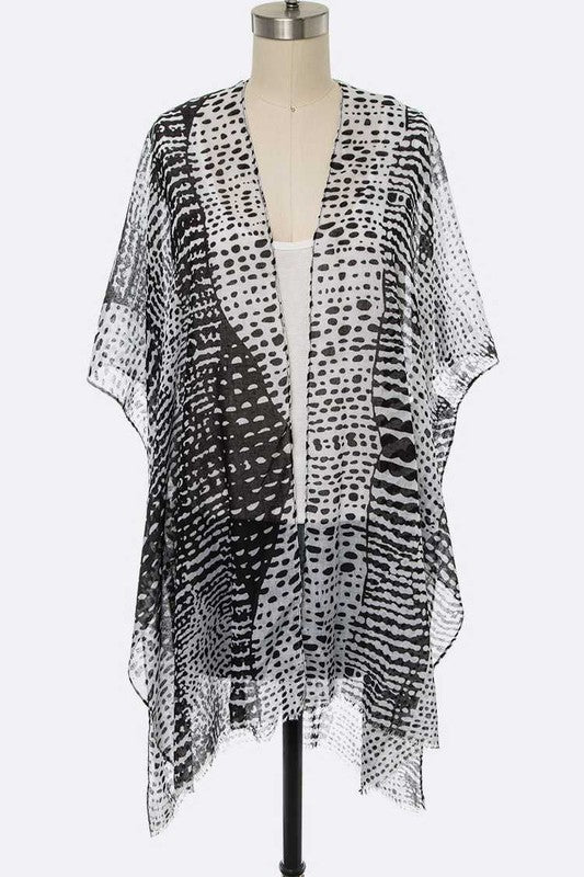 Black And White Dots Kimono Cardigan