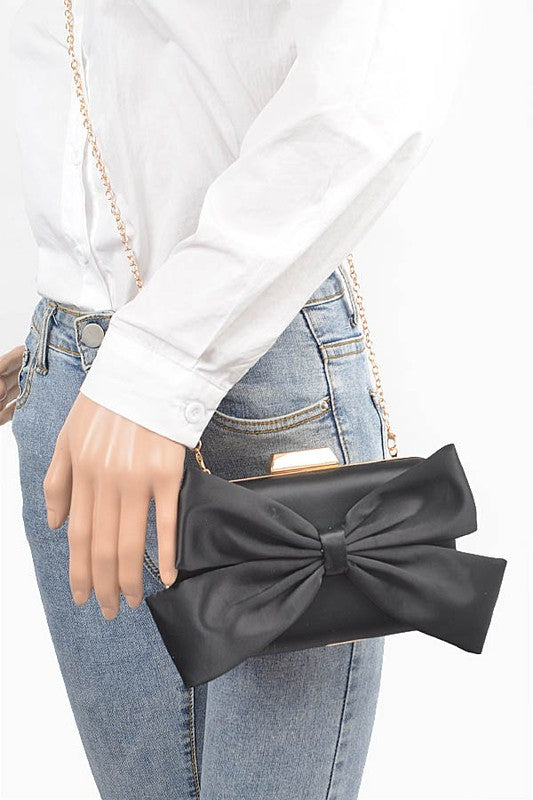 Satin Bowtie Box Clutch