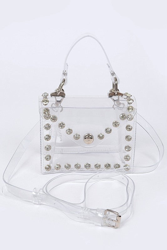 Rhinestone Studded Transparent Mini Stadium Bag