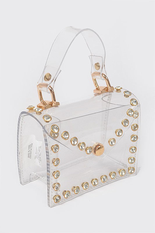 Rhinestone Studded Transparent Mini Stadium Bag