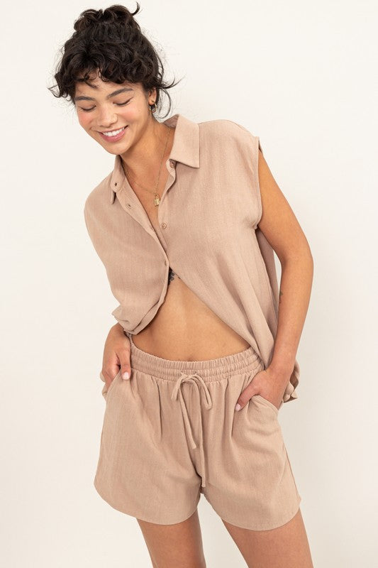 LINEN SHIRT AND SHORTS SET