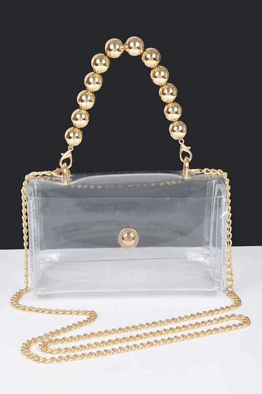 Beaded Handle Iconic Stadium Clutch Bag