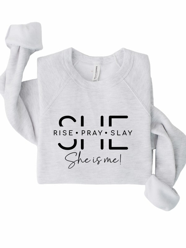 She Is Rise Pray Slay  Bella Premium Sweatshirt