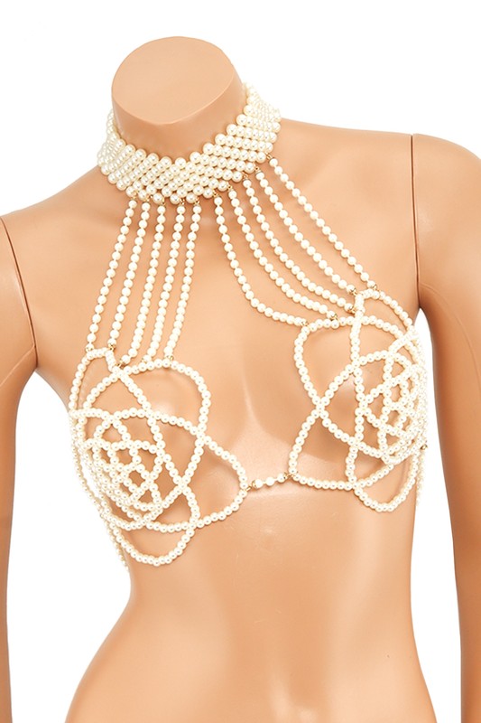 Flower Shape Pearl Body Chain