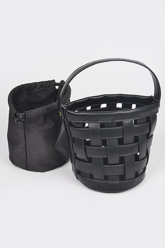 2 In 1 Open Weaved Bucket Swing Bag