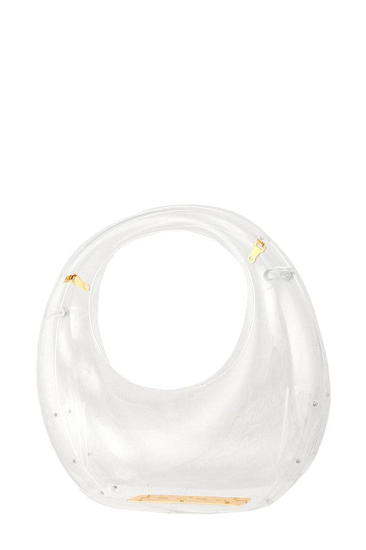 Clear Half Moon Hand Crossbody Bag