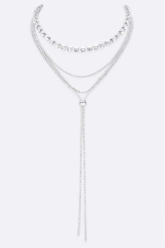 Dainty Rhinestone Layer Bolo Necklace