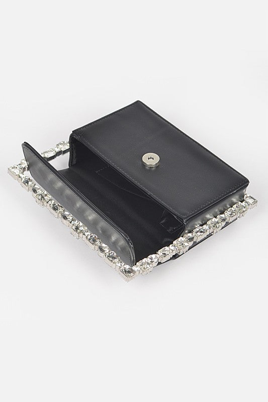 Rhinestone Top Handle Square Iconic Clutch