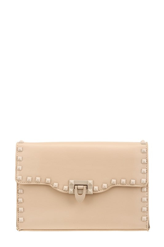 Enamel Stud Accent Crossbody Bag