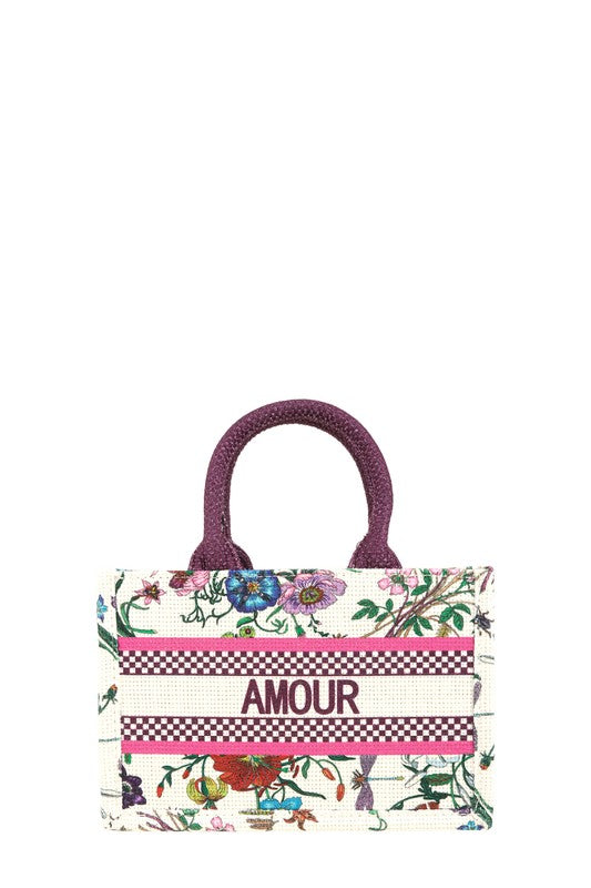 AMOUR Flower Oblique Book Small Tote Bag