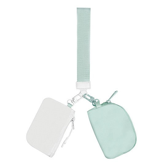 Nylon Double Pouch Clip On Wristlet Wallets