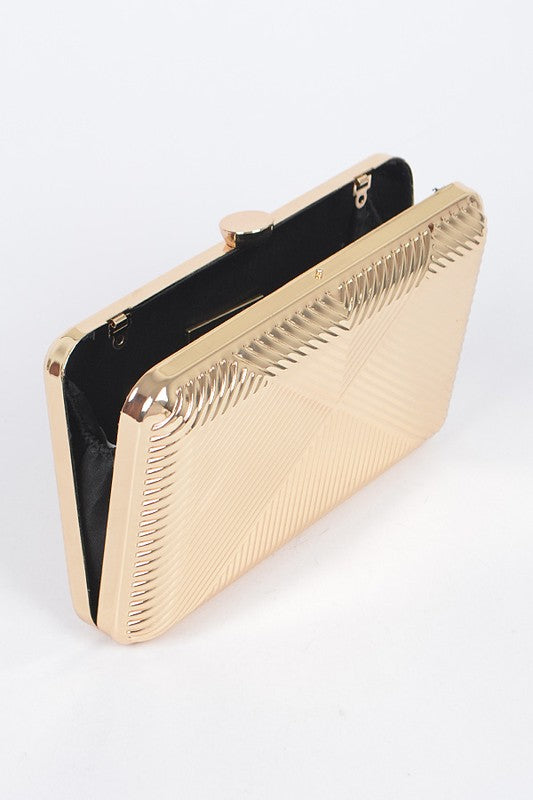 Textured Shiny Metal Box Clutch