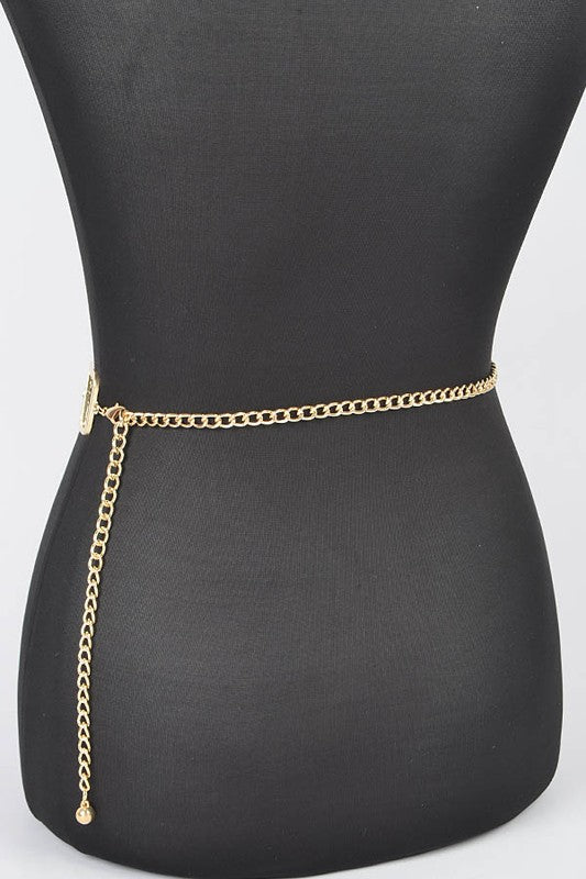 Plus Size Iconic Logo Layered Chain Belt