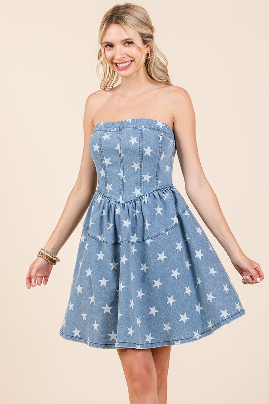 Star Denim Mini Dress