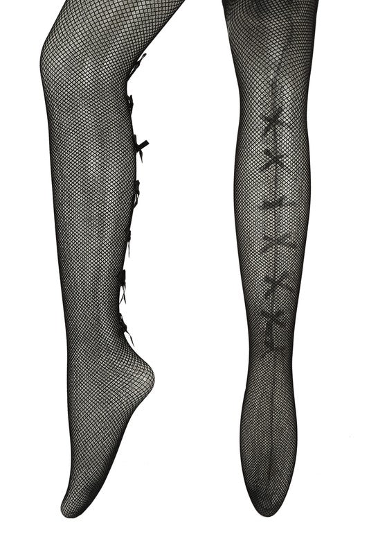 Back Ribbon Shape and Waist Sheer Mesh Stocking