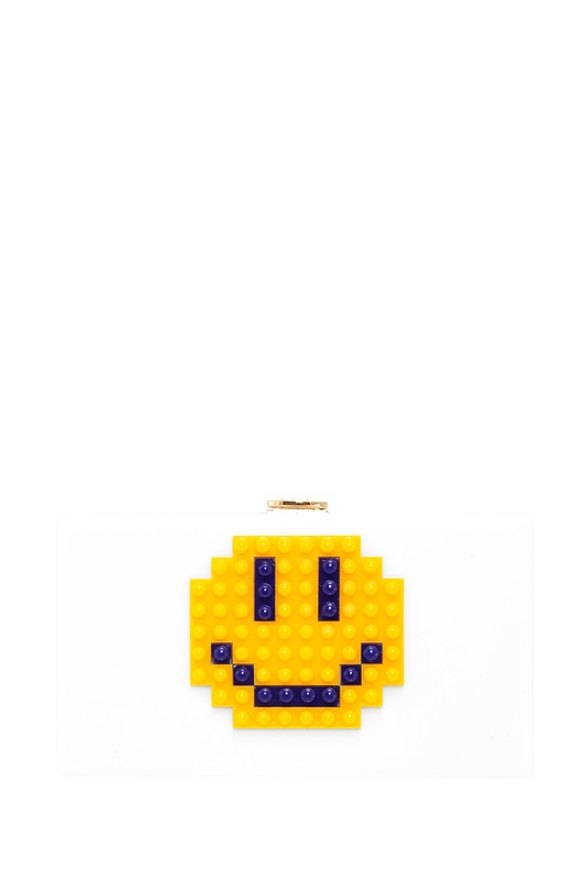 Pixelated Smiley Face Clutch Evening Bag