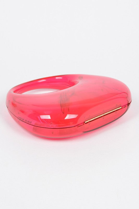 Molded Cleared Acrylic Top Handle Box Clutch