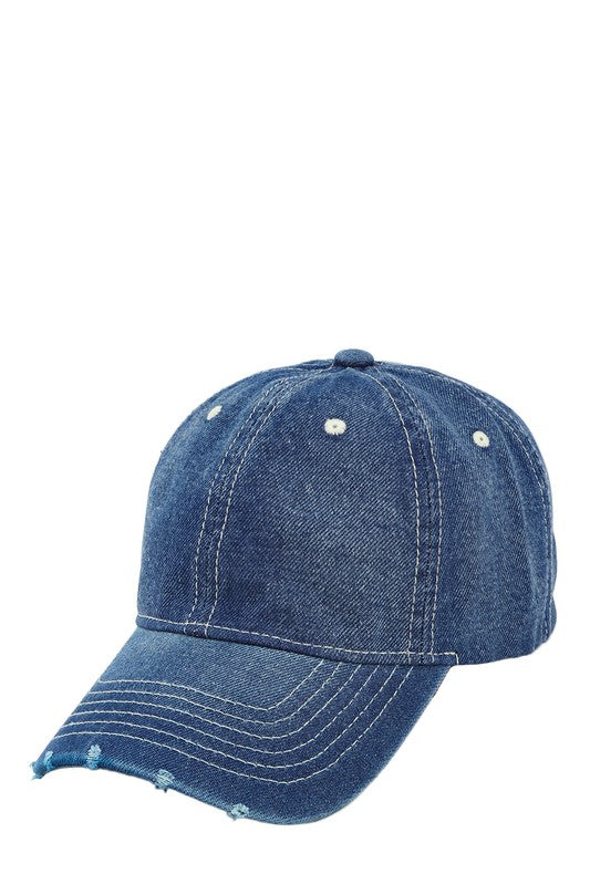 Wash Distressed Denim Ripped Baseball Cap