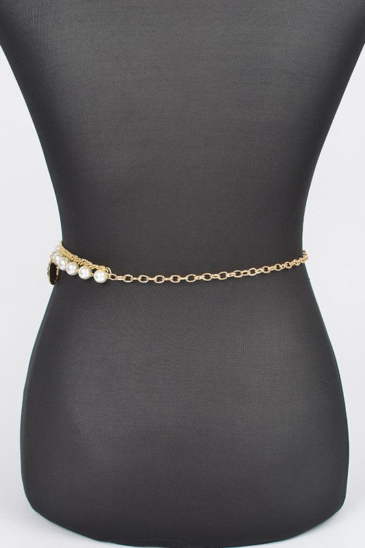 Fringe Disk Iconic Pearl Station Chain Belt