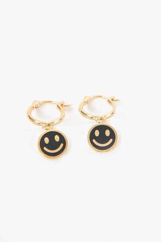 Smiley Huggie Hoop Earrings