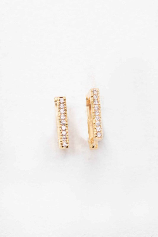 Stone Square Hoop Earrings