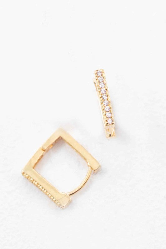 Stone Square Hoop Earrings