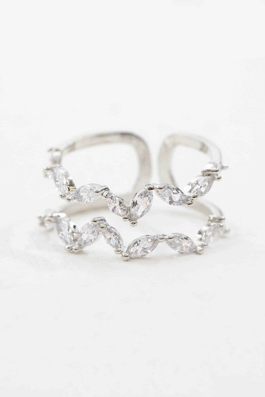 Stone Double Layer Adjustable Ring