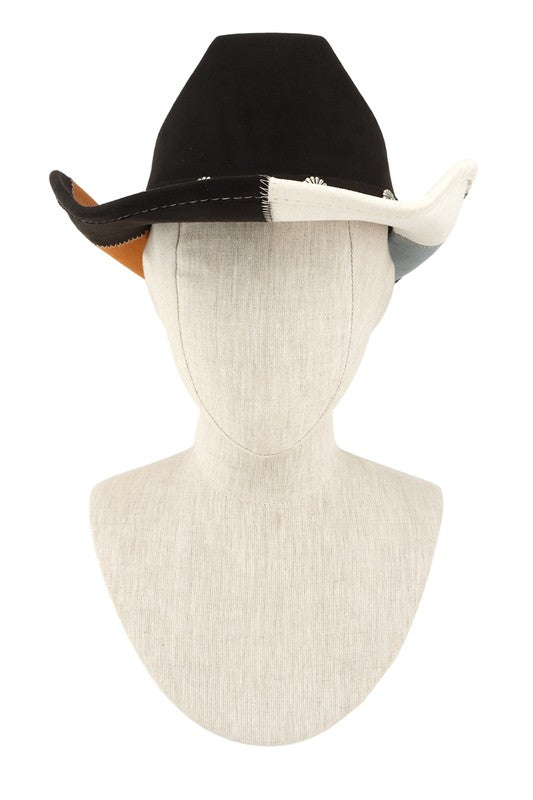 Four Color and Flower Suede Cowboy hat