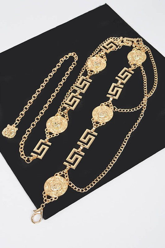 Medallion Iconic Layered Chain Belt