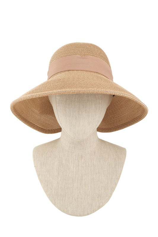 Straw Back Ribbon Panama Sun Hat