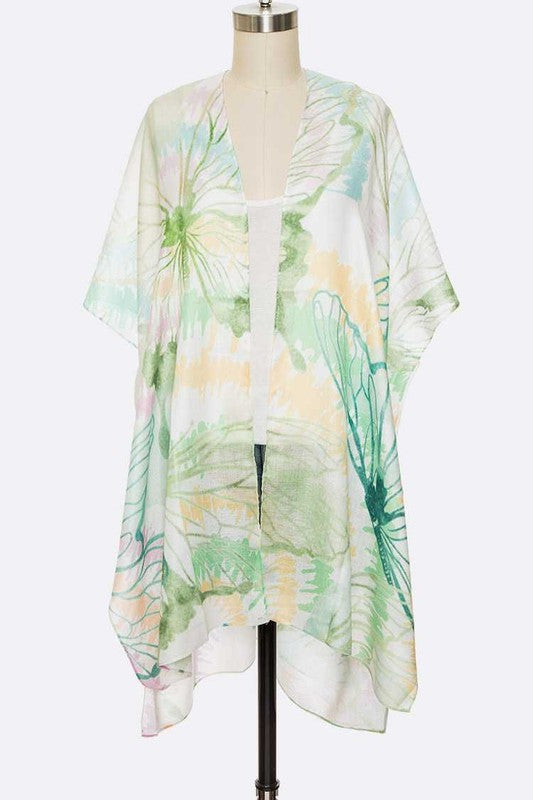 Flower Printed Light Weight Kimono Cardigan