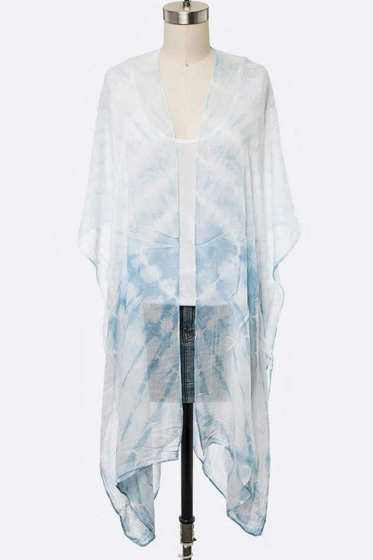 Tie Dyed Printed Feather Weight Long Kimono