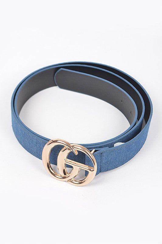 Plus Size Denim Logo Buckle Belt