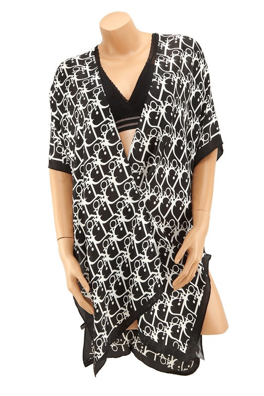 Abstract Pattern Print Kimono