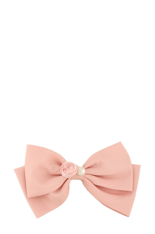 Pearl and Rose Point Ribbon Hair Clip