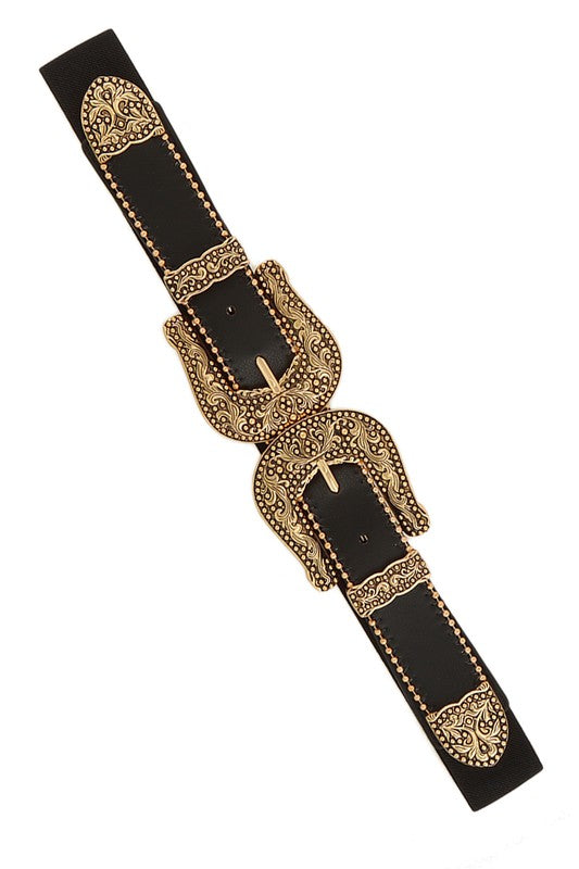 Filigree Western U Buckle Elastic Belt