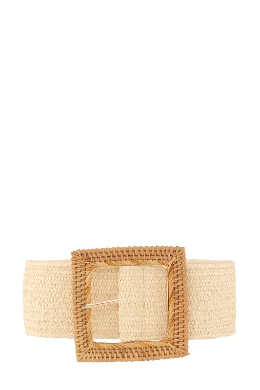 Straw Wrapped Big Rectangle Elastic Belt