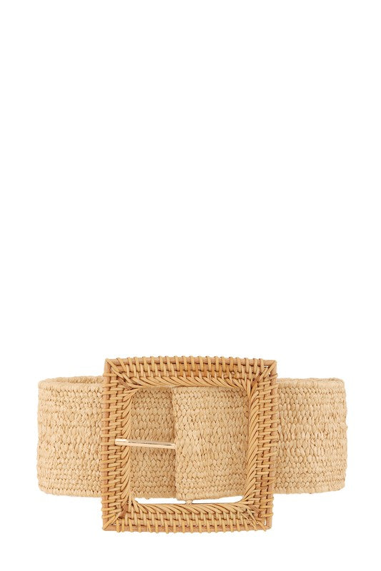 Straw Wrapped Big Rectangle Elastic Belt