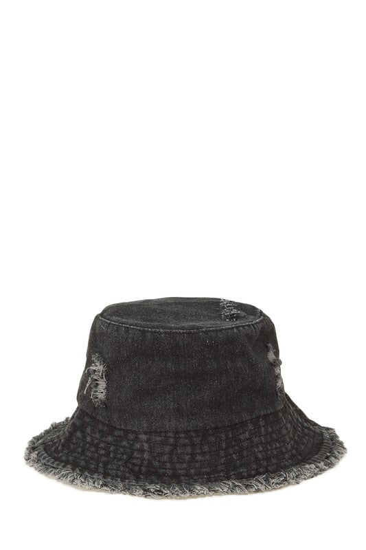 Distressed  Denim Bucket Hat