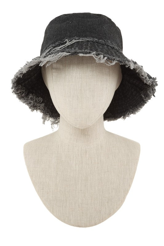 Distressed Line Denim Bucket Hat