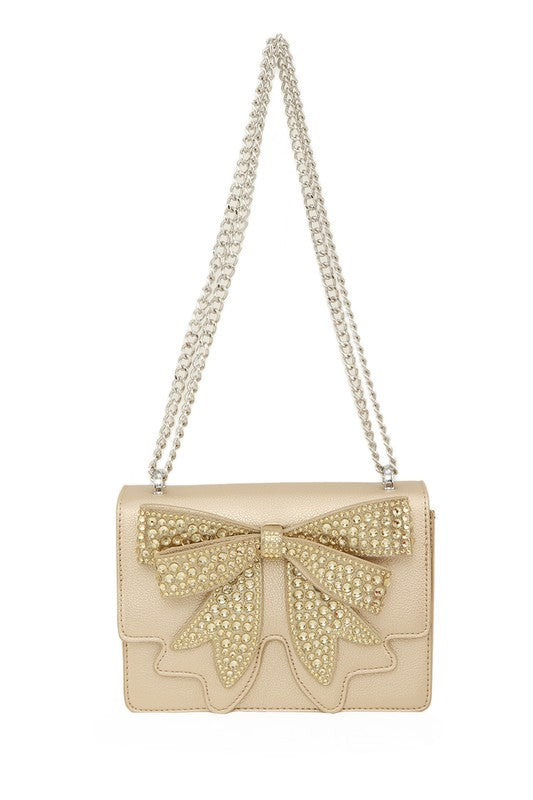 Rhinestone Double Ribbon Cross Bag