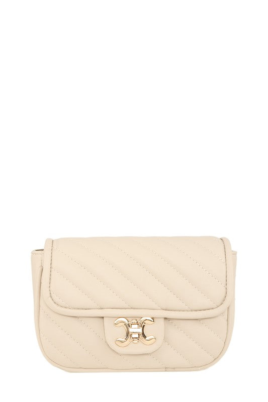 Chevron Quilted Square X Buckle Bag